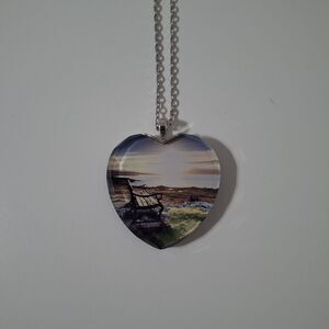 Heart Bench Scenic View Past Loved Ones Always Near Love Pendant Necklace Death